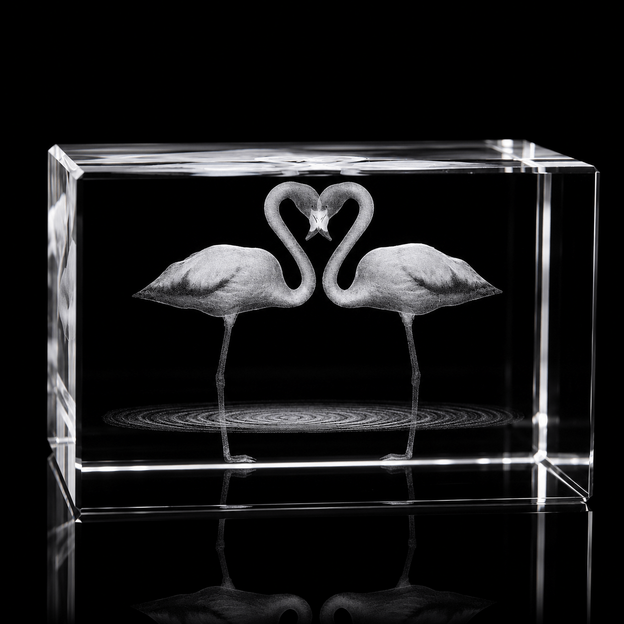 4301001-FLG Glascube 4x3x3 Motiv Flamingos