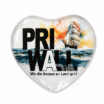 Individueller Magnet Priwall Herz blau gelb