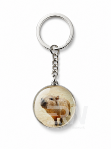 Individuell gestalteter Glas-Schlüsselanhänger mit Capybara-Motiv