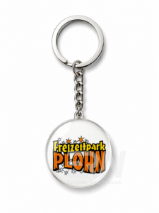 Individuell gestalteter Glas-Schlüsselanhänger für den Freizeitpark Plohn