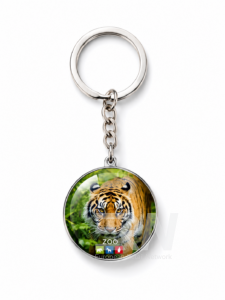Individuell gestalteter Glas-Schlüsselanhänger mit Tigermotiv für einen Zoo